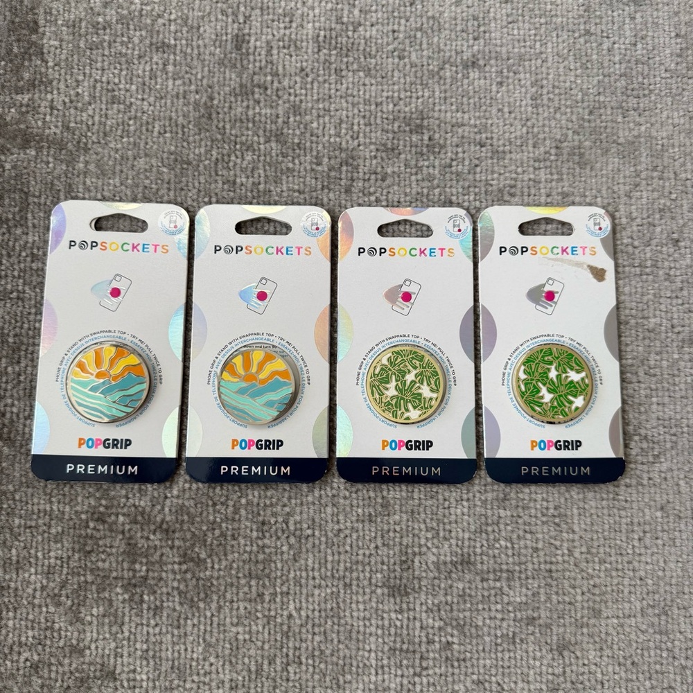 PopSockets Lot of 4 New Sealed Phone Grips Enamel Pop Sockets